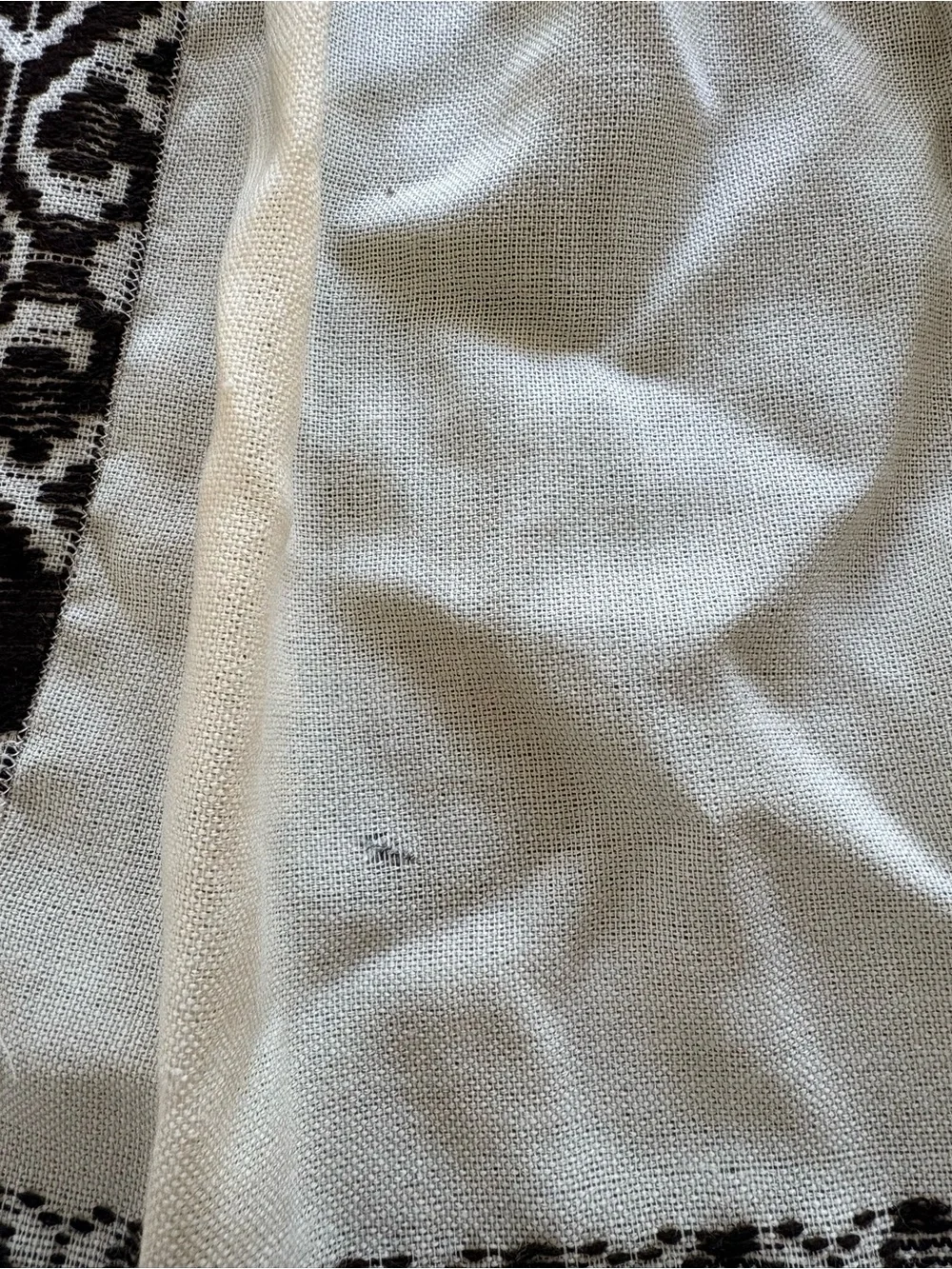 Arola 100% Wool Cream Apron with Black Geometric Pattern